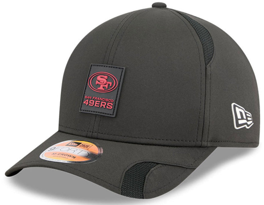 San Francisco 49ers New Era Black 2025 NFL Primary Logo Sideline Heat 9FORTY M-Crown Adjustable Hat for Men product image 1,