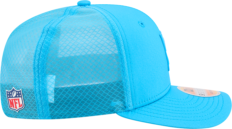 Carolina Panthers New Era Teal 2025 Sideline 9SEVENTY Trucker Adjustable Hat for Men product image 4, provided for visual