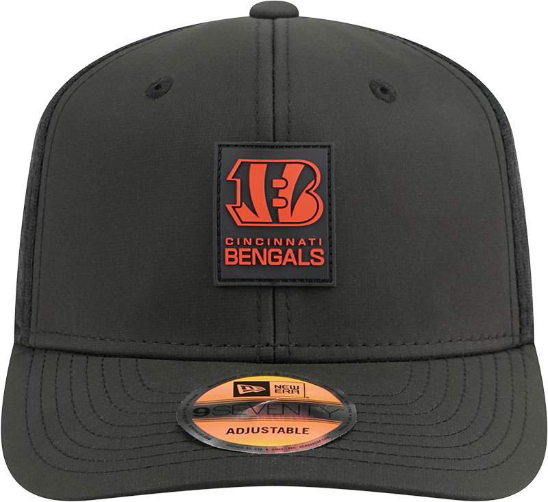 Cincinnati Bengals New Era Black 2025 Sideline 9SEVENTY Trucker Adjustable Hat for Men product image 2, provided for visual