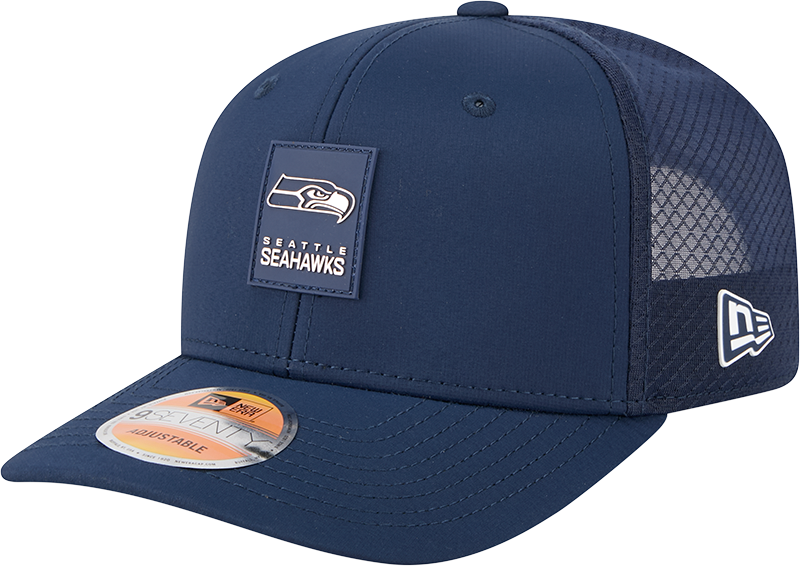 Seattle Seahawks New Era Navy 2025 Sideline 9SEVENTY Trucker Adjustable Hat for Men product image 1, provided for visual