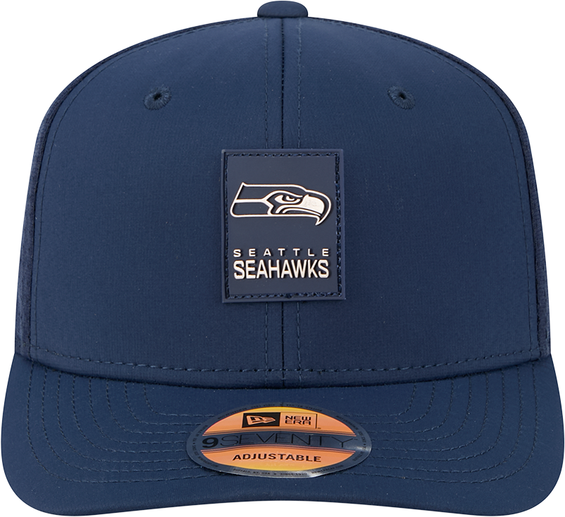 Seattle Seahawks New Era Navy 2025 Sideline 9SEVENTY Trucker Adjustable Hat for Men product image 2, provided for visual