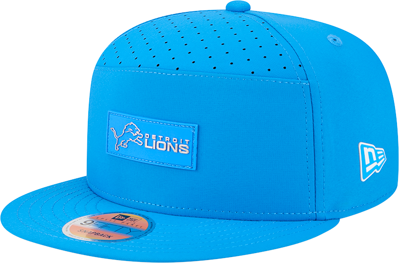 Detroit Lions New Era Blue 2025 Sideline Split Panel 9FIFTY Snapback Hat for Men product image 1, provided for visual