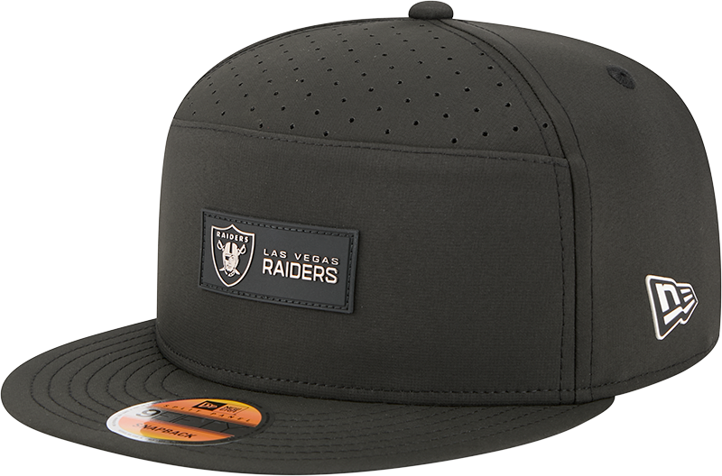 Las Vegas Raiders New Era Black 2025 Sideline Split Panel 9FIFTY Snapback Hat for Men product image 1, provided for visual