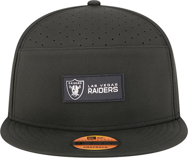 Las Vegas Raiders New Era Black 2025 Sideline Split Panel 9FIFTY Snapback Hat for Men product image 2, provided for visual