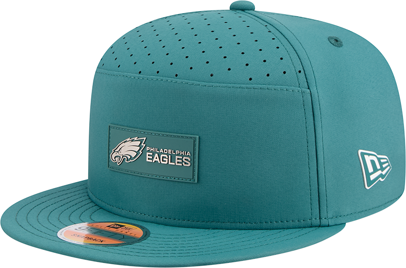 Philadelphia Eagles New Era Green 2025 Sideline Split Panel 9FIFTY Snapback Hat for Men product image 1, provided for visual