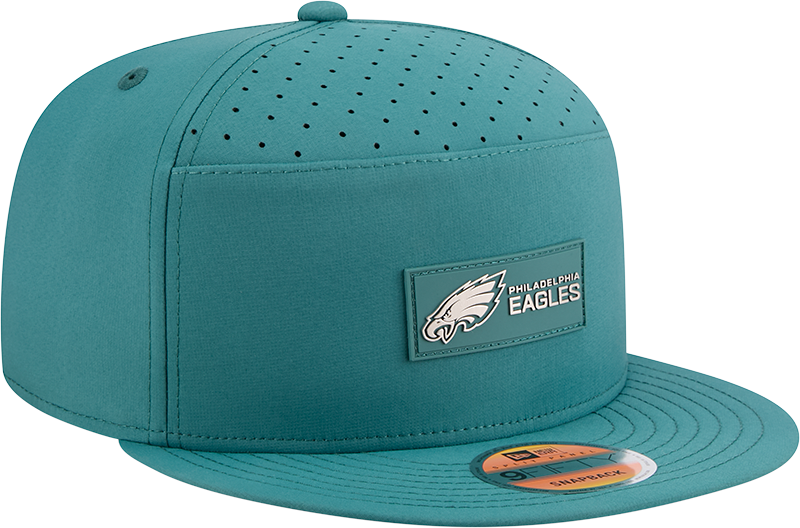 Philadelphia Eagles New Era Green 2025 Sideline Split Panel 9FIFTY Snapback Hat for Men product image 2, provided for visual