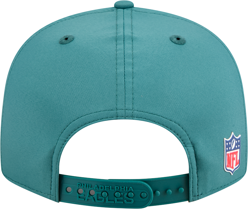 Philadelphia Eagles New Era Green 2025 Sideline Split Panel 9FIFTY Snapback Hat for Men product image 6, provided for visual