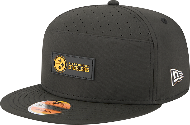 Pittsburgh Steelers New Era Black 2025 Sideline Split Panel 9FIFTY Snapback Hat for Men product image 1, provided for visual