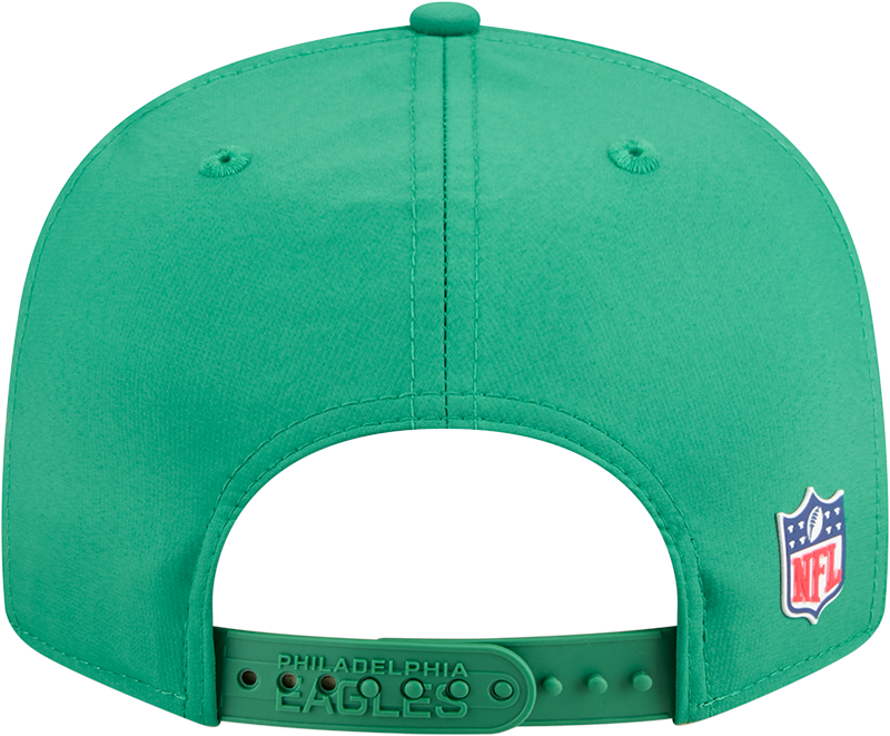 Philadelphia Eagles New Era Kelly Green 2025 Sideline Split Panel 9FIFTY Snapback Hat for Men product image 6, provided for
