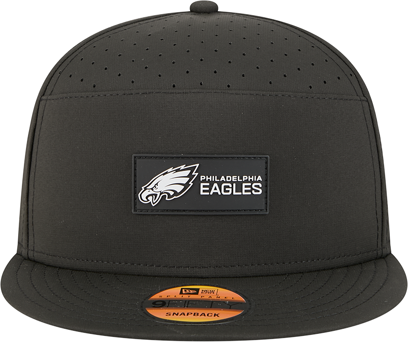 Philadelphia Eagles New Era Black 2025 Sideline Split Panel 9FIFTY Snapback Hat for Men product image 2, provided for visual
