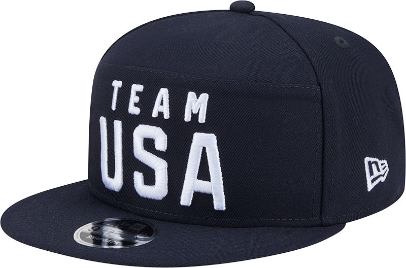 Team USA Olympics New Era Navy Split Panel 9FIFTY Adjustable Snapback Hat product image 1, provided for visual reference and