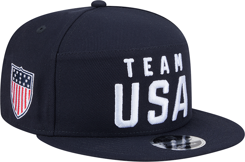 Team USA Olympics New Era Navy Split Panel 9FIFTY Adjustable Snapback Hat product image 3, provided for visual reference and