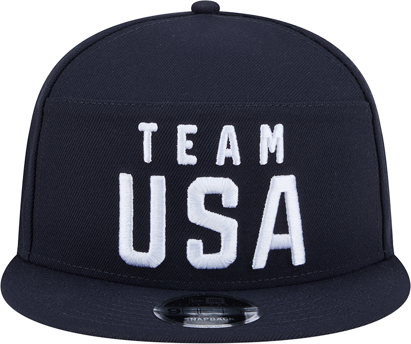 Team USA Olympics New Era Navy Split Panel 9FIFTY Adjustable Snapback Hat product image 2, provided for visual reference and