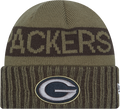 Green Bay Packers New Era Green 2025 NFL Sideline Salute To Service Cuffed Knit Hat product image 1, provided for visual
