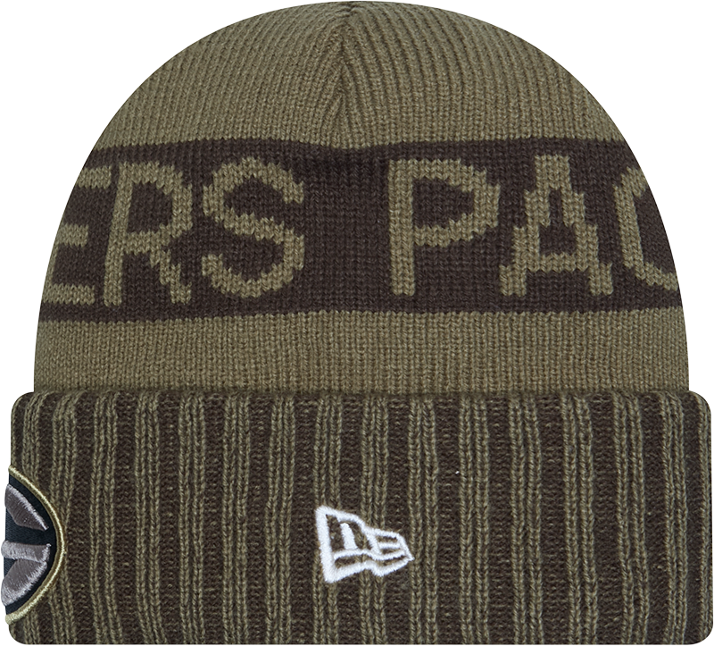 Green Bay Packers New Era Green 2025 NFL Sideline Salute To Service Cuffed Knit Hat product image 2, provided for visual