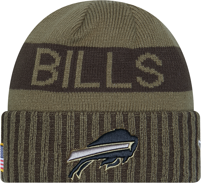 Buffalo Bills New Era Green 2025 NFL Sideline Salute To Service Cuffed Knit Hat product image 1, provided for visual