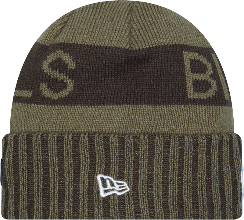Buffalo Bills New Era Green 2025 NFL Sideline Salute To Service Cuffed Knit Hat product image 2, provided for visual