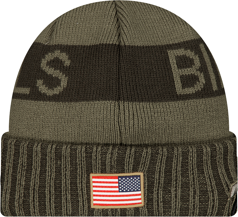 Buffalo Bills New Era Green 2025 NFL Sideline Salute To Service Cuffed Knit Hat product image 4, provided for visual