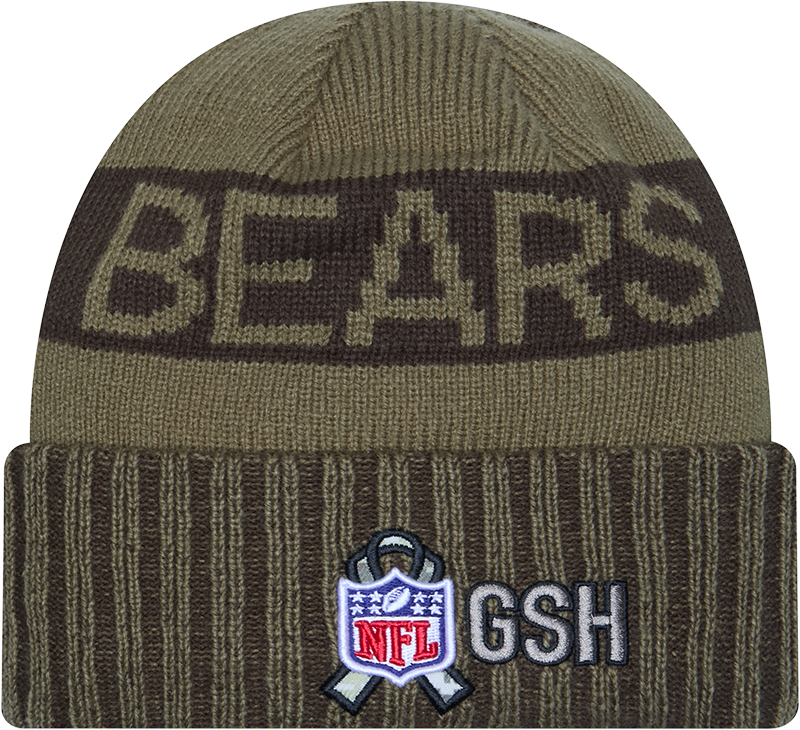 Chicago Bears New Era Green 2025 NFL Sideline Salute To Service B Cuffed Knit Hat product image 3, provided for visual