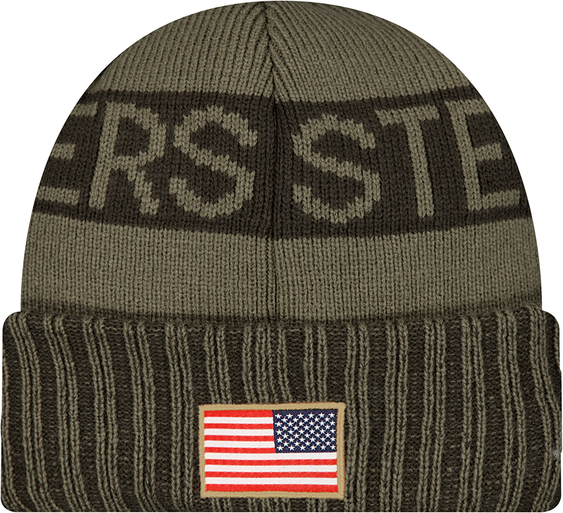 Pittsburgh Steelers New Era Green 2025 NFL Sideline Salute To Service Cuffed Knit Hat product image 4, provided for visual