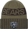 Chicago Bears New Era Green 2025 NFL Sideline Salute To Service Cuffed Knit Hat product image 1, provided for visual