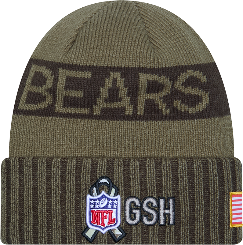 Chicago Bears New Era Green 2025 NFL Sideline Salute To Service Cuffed Knit Hat product image 3, provided for visual