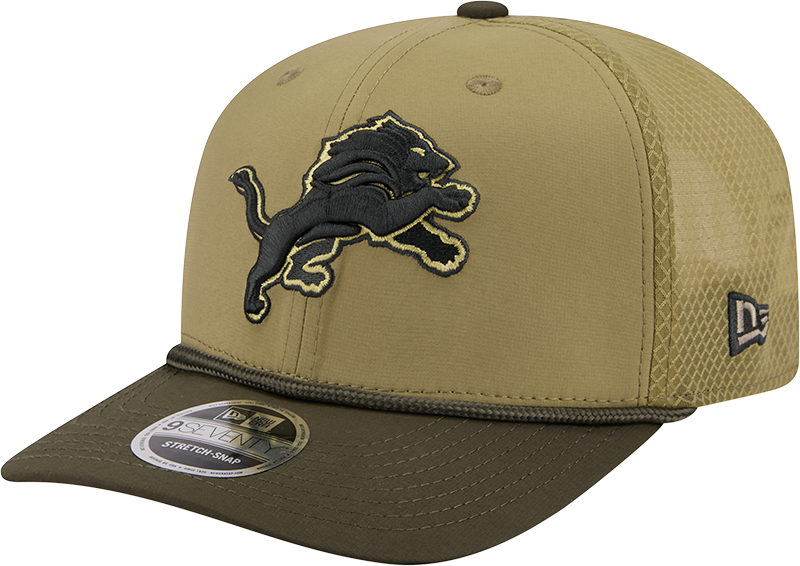 Detroit Lions New Era Green 2025 Salute To Service Sideline 9SEVENTY Trucker Adjustable Hat for Men product image 3,