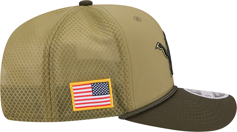 Detroit Lions New Era Green 2025 Salute To Service Sideline 9SEVENTY Trucker Adjustable Hat for Men product image 5,