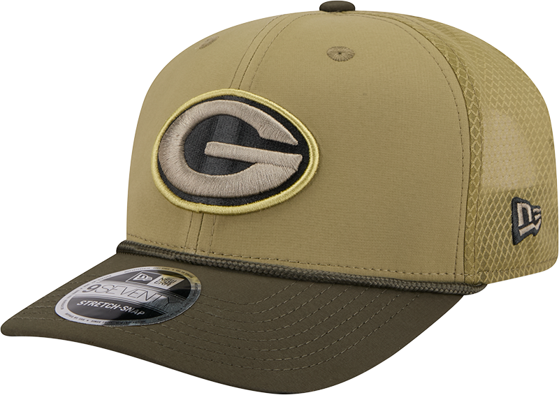 Green Bay Packers New Era Green 2025 Salute To Service Sideline 9SEVENTY Trucker Adjustable Hat for Men product image 3,