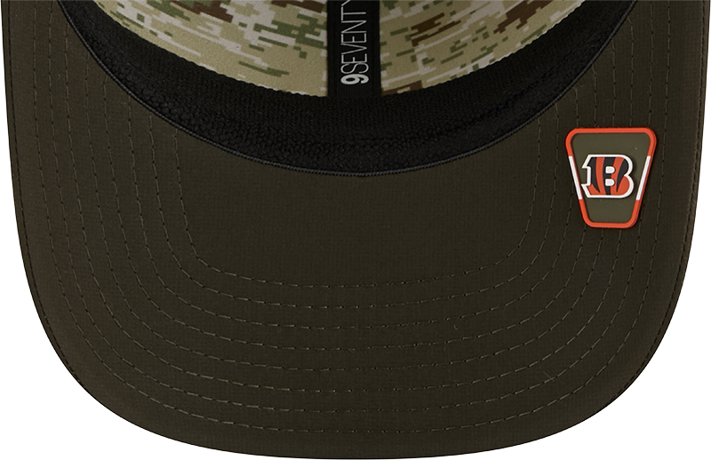 Cincinnati Bengals New Era Green 2025 Salute To Service Sideline 9SEVENTY Trucker Adjustable Hat for Men product image 7,