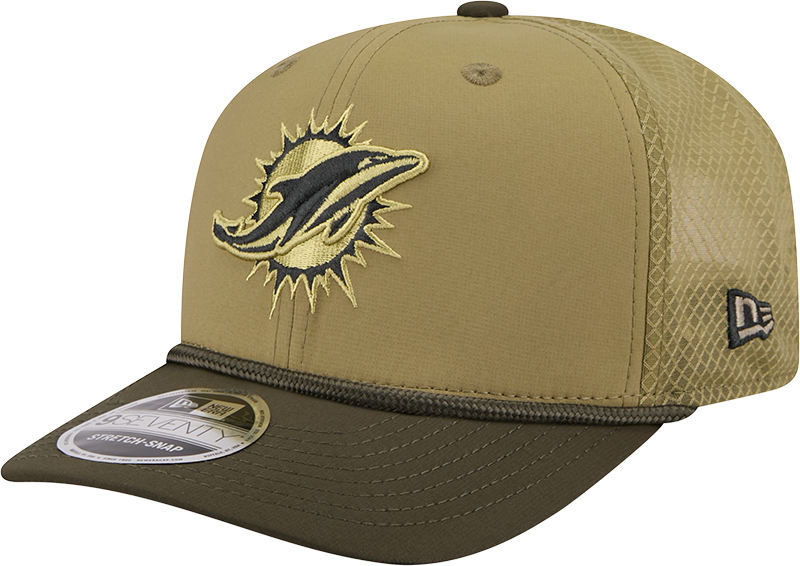 Miami Dolphins New Era Green 2025 Salute To Service Sideline 9SEVENTY Trucker Adjustable Hat for Men product image 3,