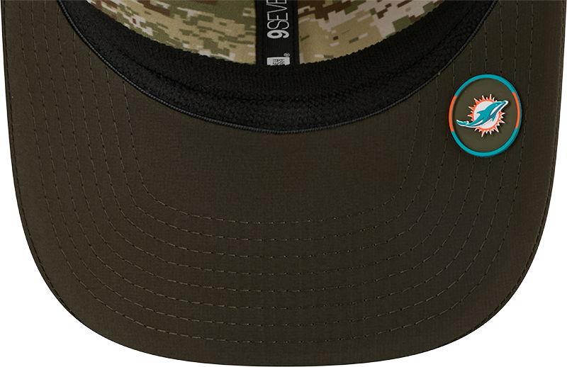 Miami Dolphins New Era Green 2025 Salute To Service Sideline 9SEVENTY Trucker Adjustable Hat for Men product image 7,