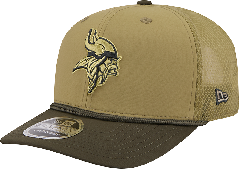 Minnesota Vikings New Era Green 2025 Salute To Service Sideline 9SEVENTY Trucker Adjustable Hat for Men product image 3,