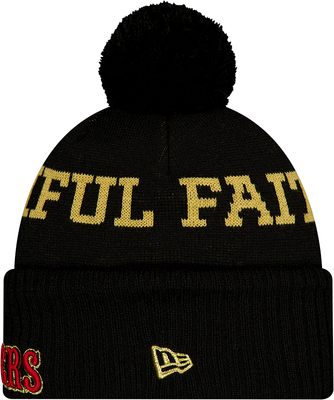 San Francisco 49ers New Era NFL Rivalry Black Cuffed Pom Knit Hat product image 2, provided for visual reference and product