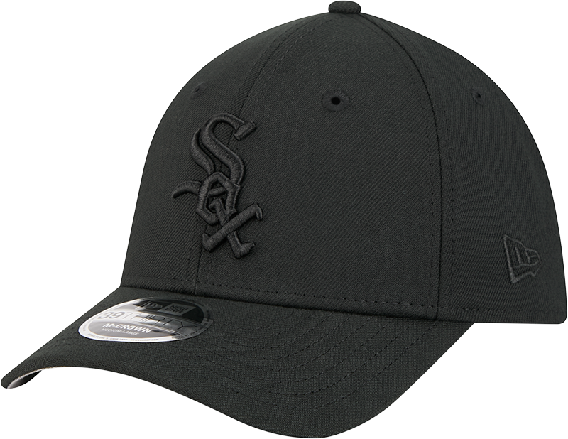 Chicago White Sox New Era M-Crown 39Thirty Tonal Black Flex Fit Hat product image 1, provided for visual reference and