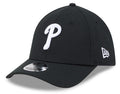 Philadelphia Phillies New Era M-Crown 39Thirty Black/White Flex Fit Hat product image 1, provided for visual reference and