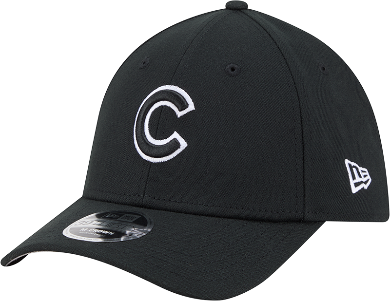 Chicago Cubs New Era M-Crown 39Thirty Black/White Flex Fit Hat product image 1, provided for visual reference and product