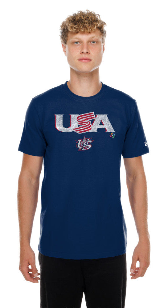 USA Baseball New Era 2026 World Baseball Classic Wordmark T-Shirt - Navy product image 3, provided for visual reference and
