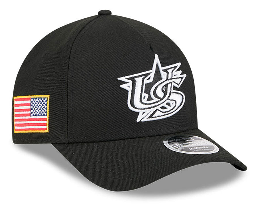 New Era Team USA 2026 World Baseball Classic 9Forty M-Crown A-Frame Snap Adjustable Hat - Black product image 1, provided