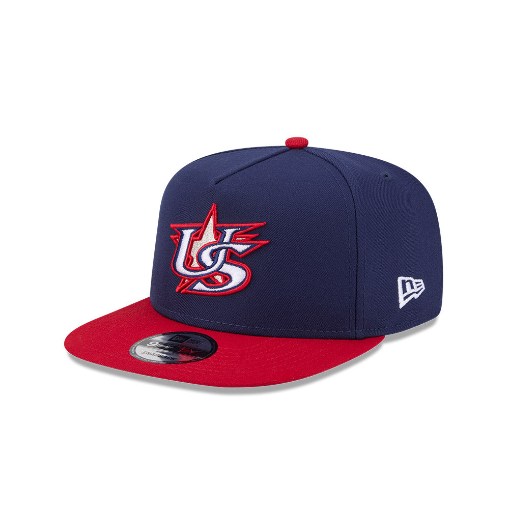New Era Team USA 2026 World Baseball Classic 9Fifty A-Frame Snap Adjustable Hat - Navy/Red product image 3, provided for
