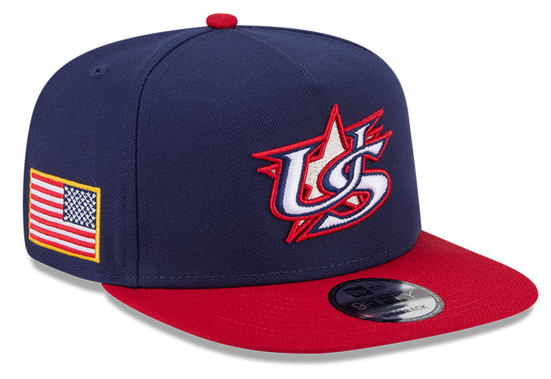 New Era Team USA 2026 World Baseball Classic 9Fifty A-Frame Snap Adjustable Hat - Navy/Red product image 1, provided for