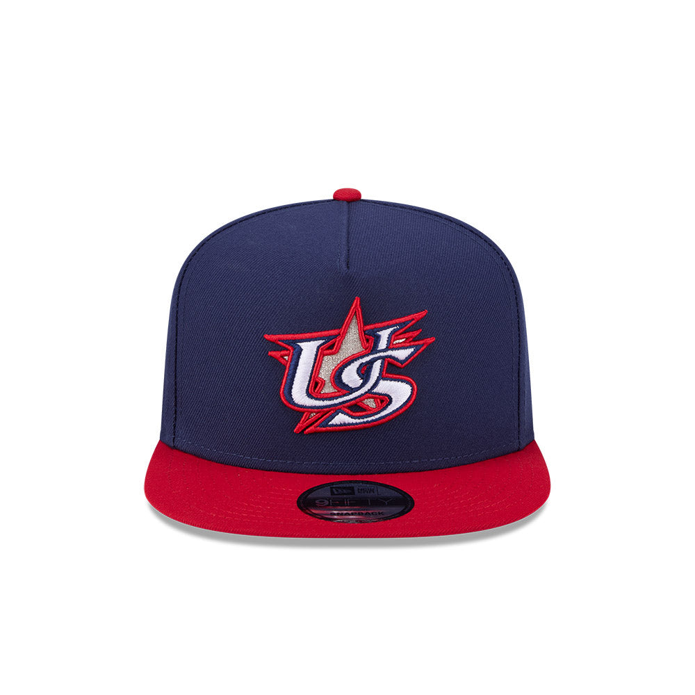 New Era Team USA 2026 World Baseball Classic 9Fifty A-Frame Snap Adjustable Hat - Navy/Red product image 2, provided for
