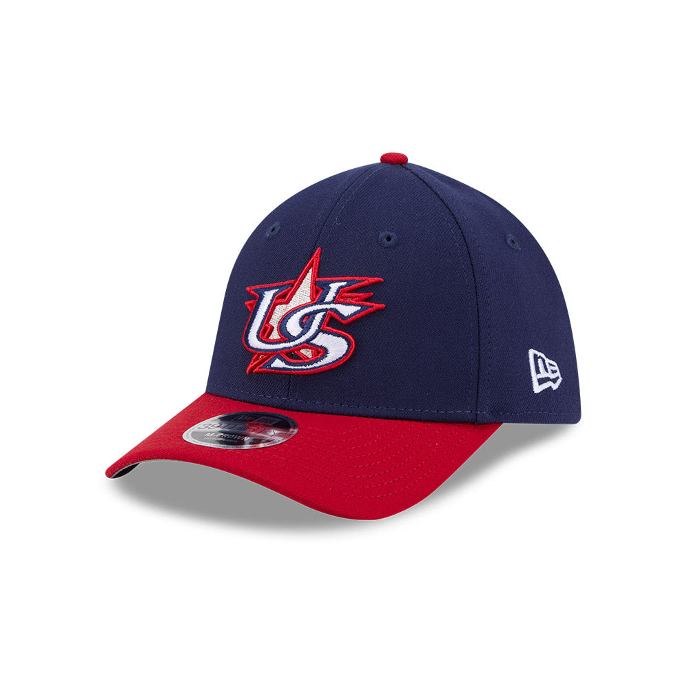 USA Baseball New Era 2026 World Baseball Classic M-Crown 39THIRTY Flex Hat - Navy/Red product image 3, provided for visual
