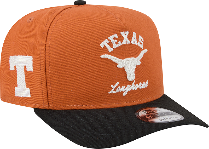Texas Longhorns New Era Arched Burnt Orange A-Frame 9FIFTY Snapback Hat product image 1, provided for visual reference and