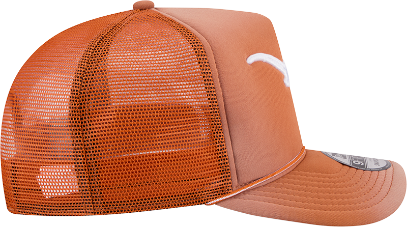 Texas Longhorns New Era Burnt Orange Fade Rope 9FIFTY A-FRAME Trucker Snapback Hat product image 6, provided for visual