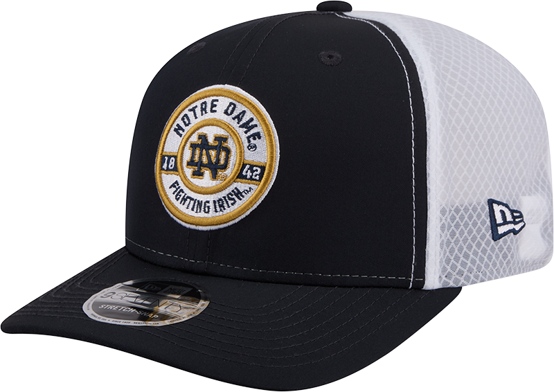 Notre Dame Fighting Irish New Era Navy/White 9SEVENTY Trucker Stretch Snap Hat for Men product image 3, provided for visual