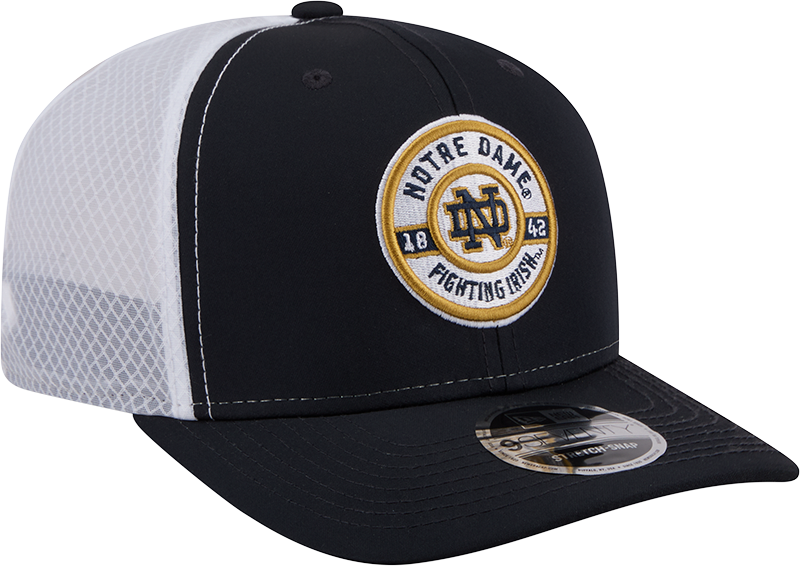 Notre Dame Fighting Irish New Era Navy/White 9SEVENTY Trucker Stretch Snap Hat for Men product image 1, provided for visual