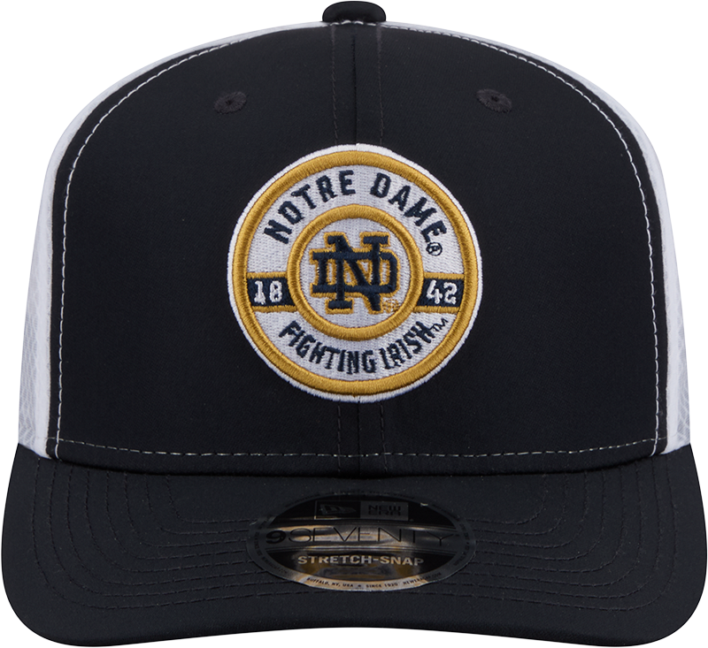 Notre Dame Fighting Irish New Era Navy/White 9SEVENTY Trucker Stretch Snap Hat for Men product image 2, provided for visual