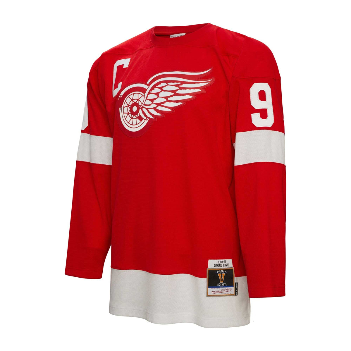 Detroit Red Wings Gordie Howe Mitchell & Ness Red 1960/61 Captain Patch Blue Line Player Jersey for Men product image 2,