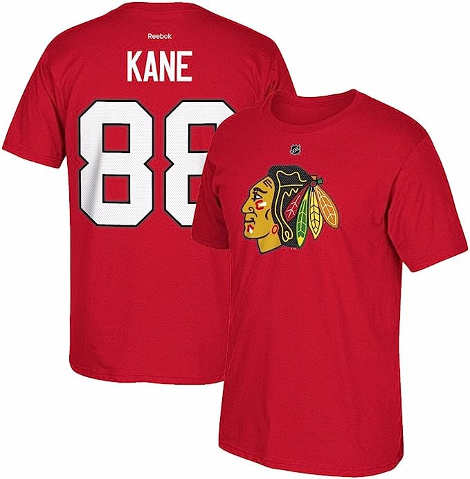 NHL Youth Chicago Blackhawks Reebok Patrick Kane #88 Red Player T-Shirt product image 1, provided for visual reference and
